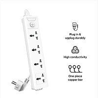 Deli ET403 2 Pin 4 Port White 3 Meter Power Strip